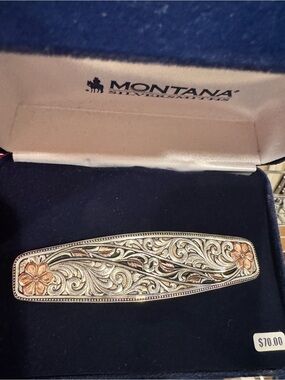 Montana Silversmiths Silver and Copper Floral Scroll Barrette